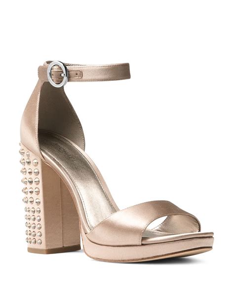 Michael Kors Women's Erika Studded Satin Ankle Strap Sandals 